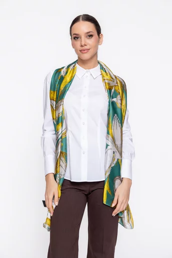 Eșarfă maxi satinată verde EGK60204