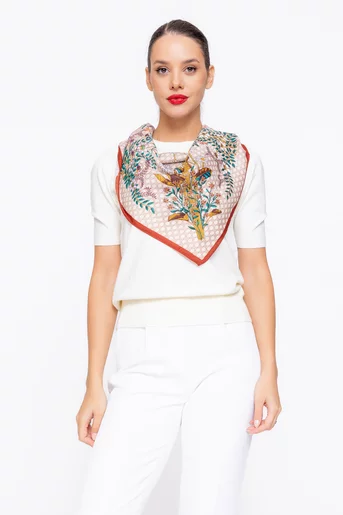 Eșarfă pătrată din vâscoză cărămizie EGK1120