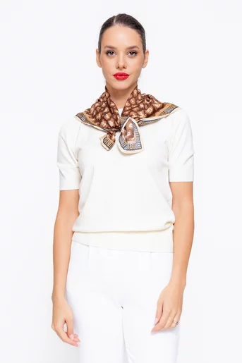 Eșarfă pătrată din vâscoză maro EGK1120