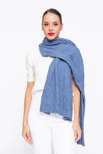 Fular cu adaos din lână albastru EGK1103