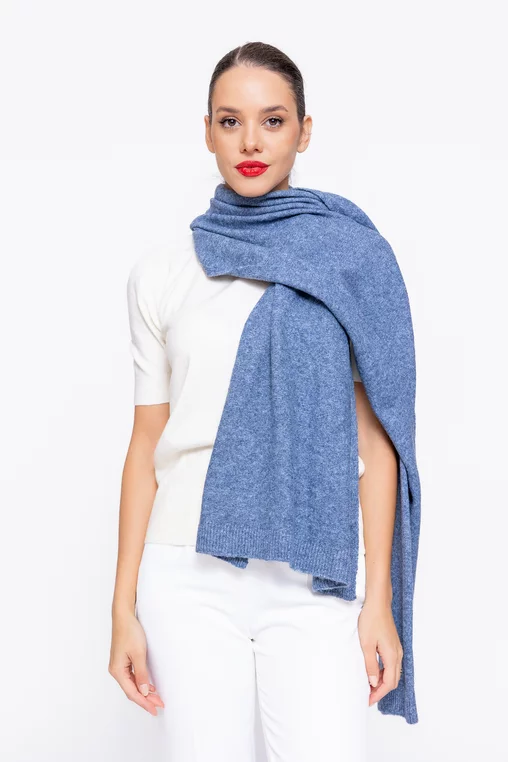 Fular cu adaos din lână albastru EGK1103 thumbnail picture - 