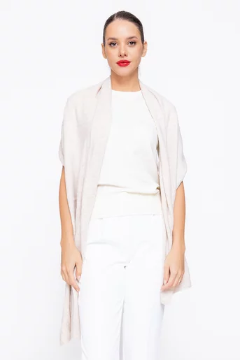 Fular cu adaos din lână crem EGK1103