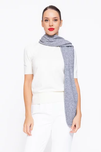 Fular cu adaos din lână gri EGK1103