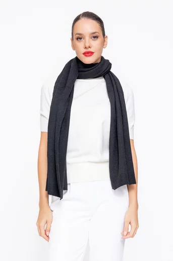 Fular cu adaos din lână negru EGK1103