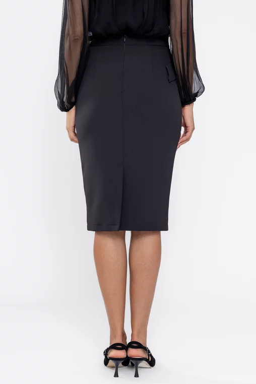 Fustă Caramel conică cu clape și nasturi neagră F3510 thumbnail picture - 