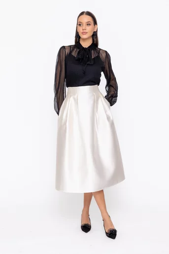 Fustă Caramel elegantă cu pliuri ivory F3602