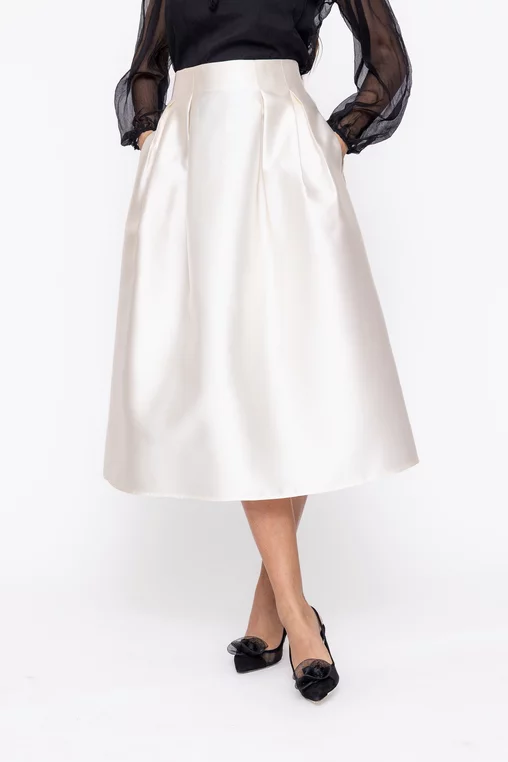 Fustă Caramel elegantă cu pliuri ivory F3602 thumbnail picture - 