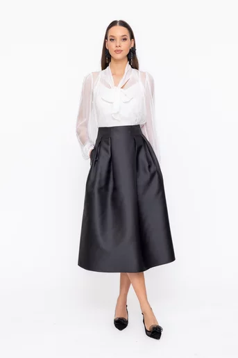 Fustă Caramel elegantă cu pliuri neagră F3602