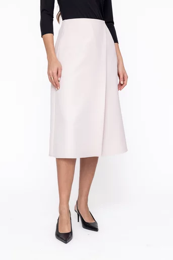 Fustă Caramel evazată cu un pliu crem F3603