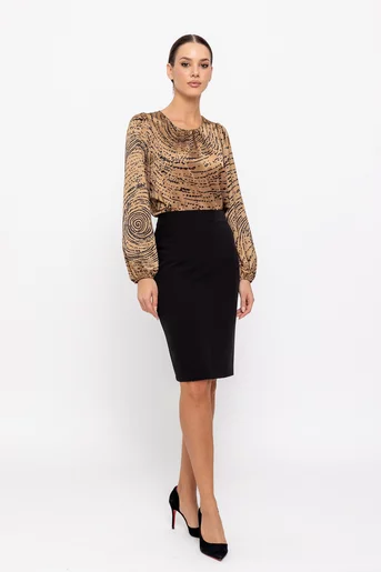 Fustă Caramel medie din stofă neagră F3519