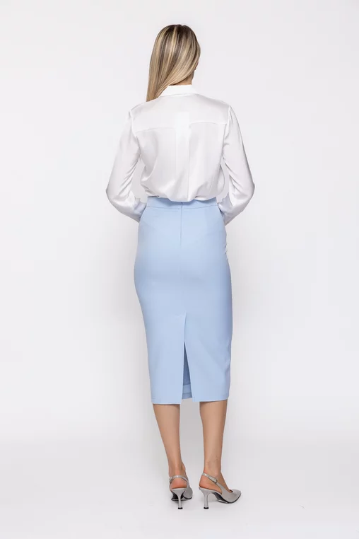 Fustă Caramel midi stofă bleu F3601 thumbnail picture - 
