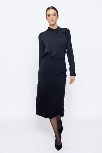 Fustă Caramel midi stofă Mega neagră F3601