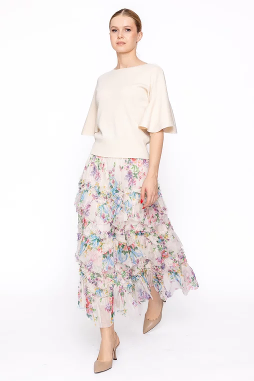 Fustă cu volane si imprimeu floral multicolor FLS60202 thumbnail picture - 