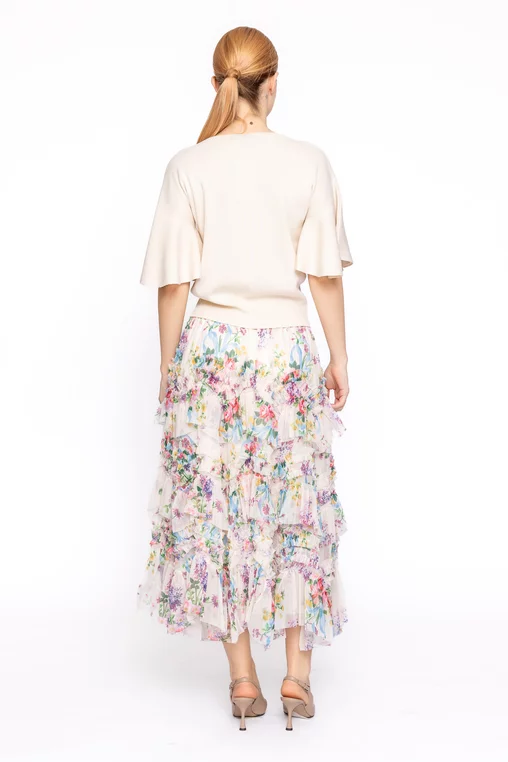 Fustă cu volane si imprimeu floral multicolor FLS60202 thumbnail picture - 