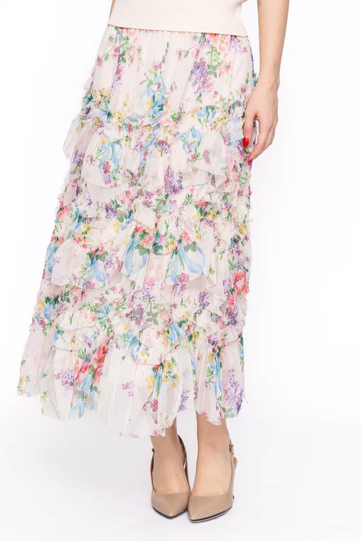 Fustă cu volane si imprimeu floral multicolor FLS60202 thumbnail picture - 