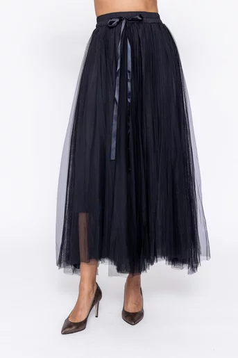 Fustă maxi din tulle neagră FDP1101