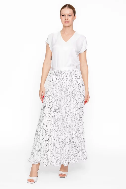 Fustă maxi plisată ivory FSUN60301 thumbnail picture - 