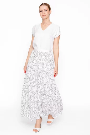 Fustă maxi plisată ivory FSUN60301