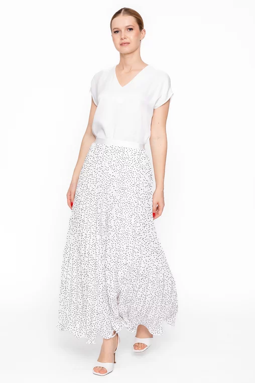 Fustă maxi plisată ivory FSUN60301 thumbnail picture - 