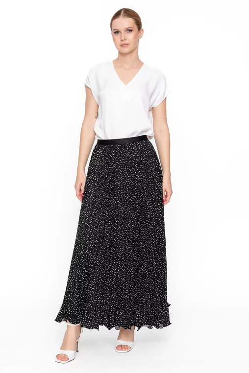 Fustă maxi plisată neagră FSUN60301 thumbnail picture - 