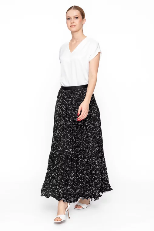Fustă maxi plisată neagră FSUN60301 thumbnail picture - 