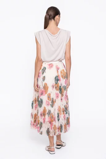 Fustă midi din dantelă plisată FDF60301