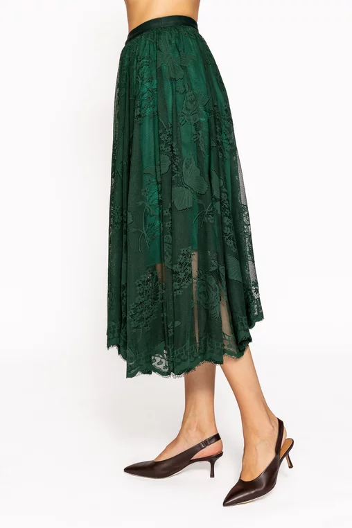 Fustă midi din dantelă verde FRS60801 thumbnail picture - 