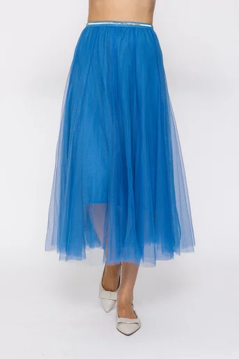 Fustă midi din tulle albastră FDP60501