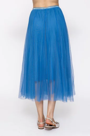 Fustă midi din tulle albastră FDP60501