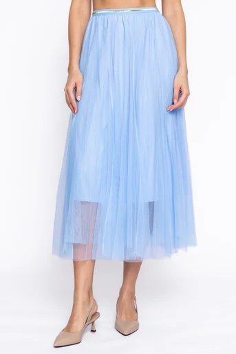 Fustă midi din tulle bleu FDP60202