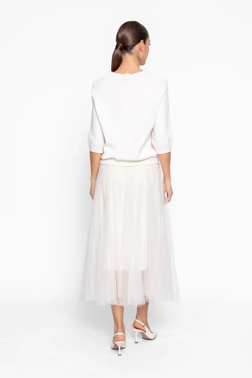 Fustă midi din tulle crem FDP60202 thumbnail picture - 