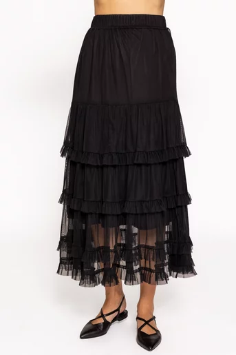 Fustă midi din tulle cu volane FLM60802
