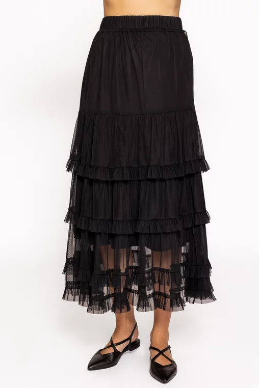 Fustă midi din tulle cu volane FLM60802 thumbnail picture - 