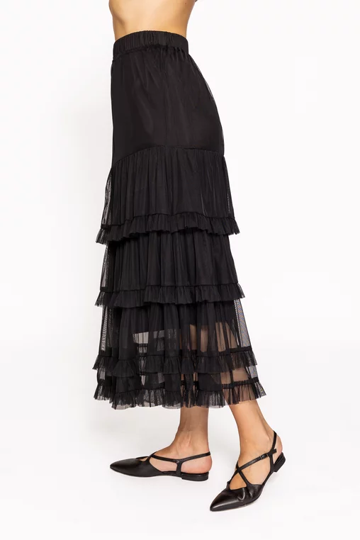Fustă midi din tulle cu volane FLM60802 thumbnail picture - 