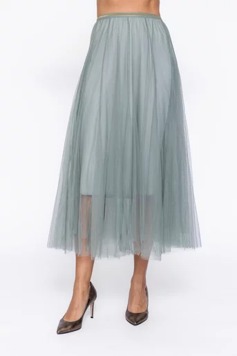Fustă midi din tulle  vernil FDP0803