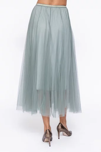Fustă midi din tulle  vernil FDP0803