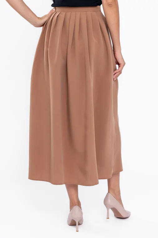 Fustă midi în pliuri camel FKC0501 thumbnail picture - 