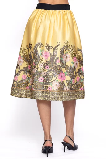 Fustă  midi în pliuri galbenă FVA60201