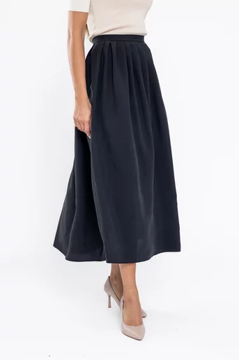 Fustă midi în pliuri neagră FKC0501