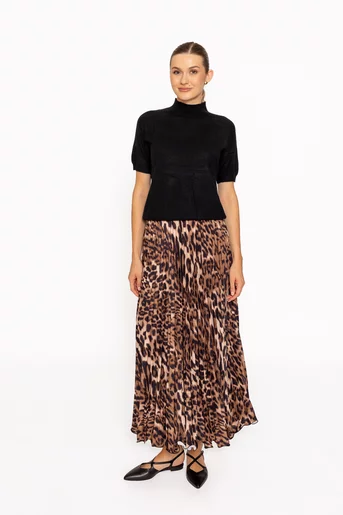 Fustă midi plisată animal print FLM60802