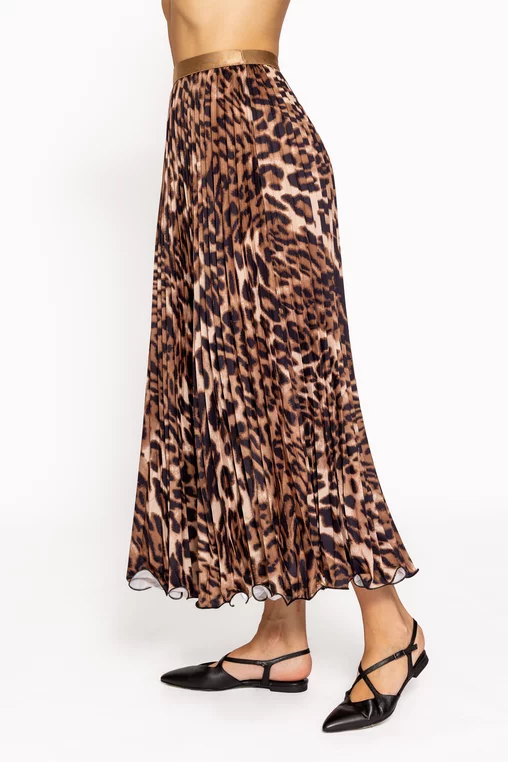 Fustă midi plisată animal print FLM60802 thumbnail picture - 
