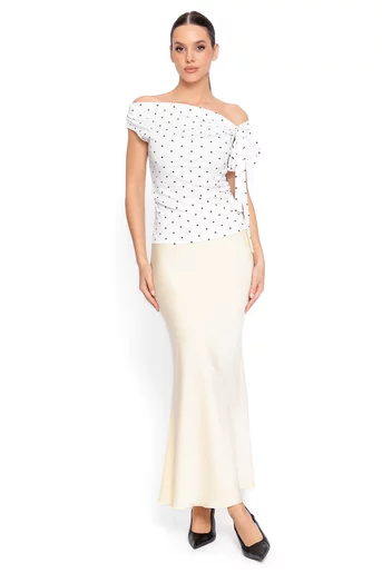 Fustă midi satinată pe bie galbenă FKC60203