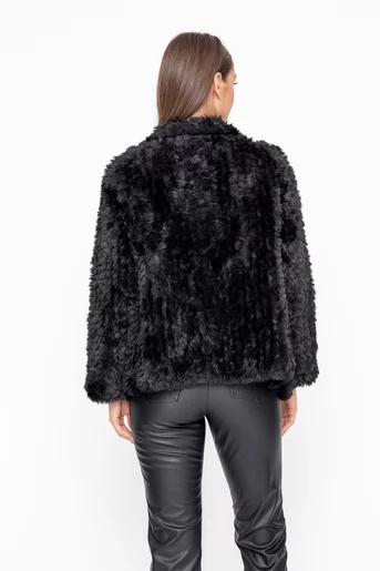 Jachetă blană c colțuri neagră JLAM1101
