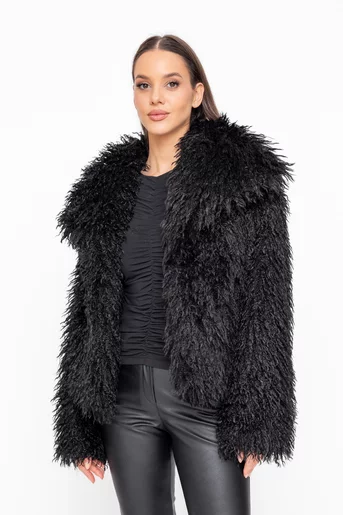 Jacheta blană neagră JEF1006