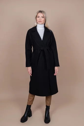 Palton midi cu cordon negru S6203