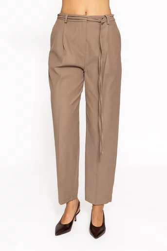 Pantaloni bej din bumbac cu cordon PKC60802