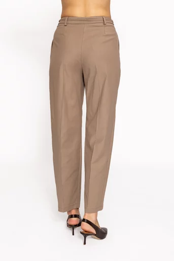 Pantaloni bej din bumbac cu cordon PKC60802
