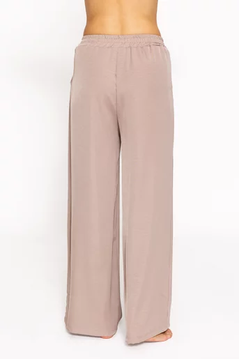 Pantaloni bej largi cu talie elastică PKC60801