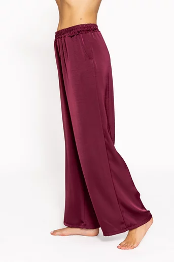 Pantaloni burgundy largi cu talie elastică PKC60801