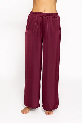 Pantaloni burgundy largi cu talie elastică PKC60801